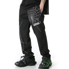 Herren Spinnennetz Bestickte Lockere Freizeithose
