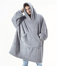 Ultra-gemütlicher doppelseitiger Fleece-Deckenpullover mit großer Tasche