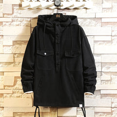 Veste cargo à capuche demi-zippée ample pour homme
