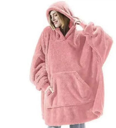Ultra-gemütlicher doppelseitiger Fleece-Deckenpullover mit großer Tasche