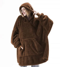 Ultra-gemütlicher doppelseitiger Fleece-Deckenpullover mit großer Tasche