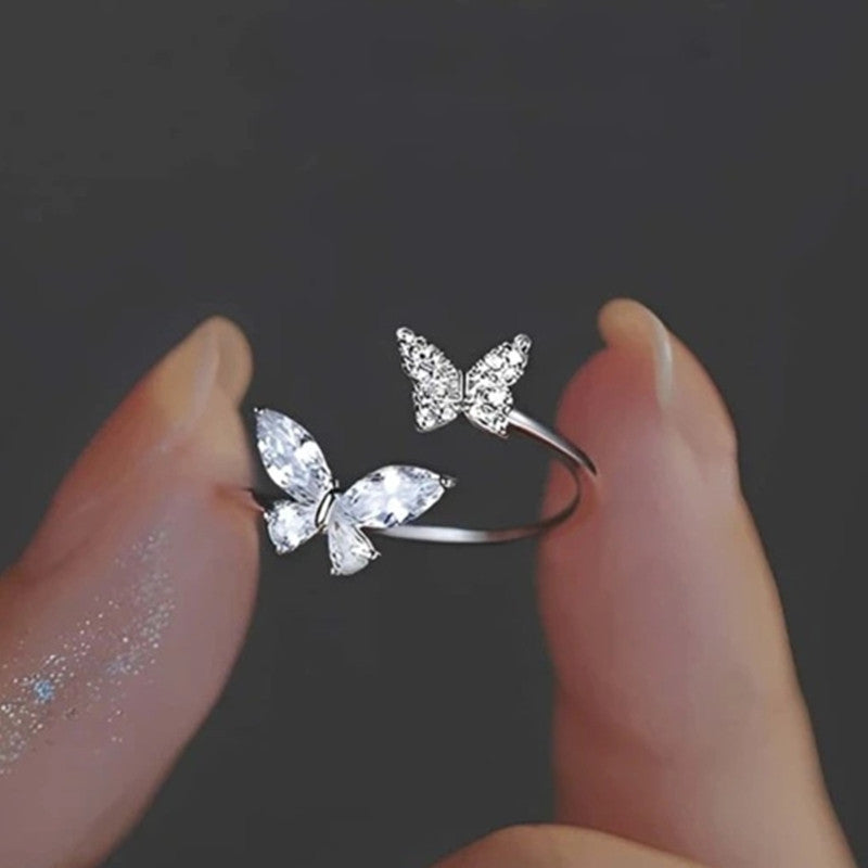 S925 Sterling-Silber Schmetterling Ring für Damen