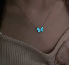 Collier Papillon Lumineux Intelligent Bleu