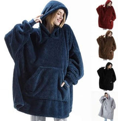 Ultra-gemütlicher doppelseitiger Fleece-Deckenpullover mit großer Tasche