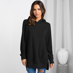 Solid Color Hooded Pullover Sweatshirt for Women