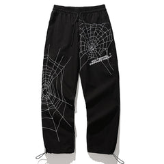 Herren Spinnennetz Bestickte Lockere Freizeithose