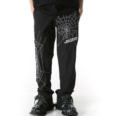 Herren Spinnennetz Bestickte Lockere Freizeithose