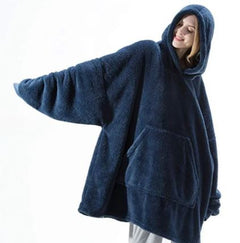 Ultra-gemütlicher doppelseitiger Fleece-Deckenpullover mit großer Tasche